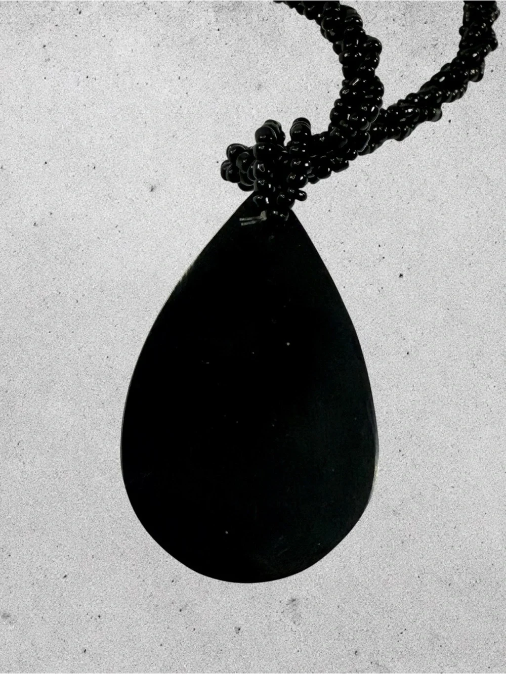 Boho Mother Of Pearl Abalone Teardrop Necklace Coconut Shell Black Seed Bead 16”
